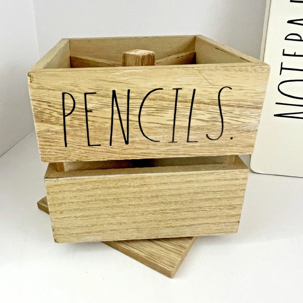 Rae Dunn Notepad and‎ Pen Set with Wooden Desk Organizer